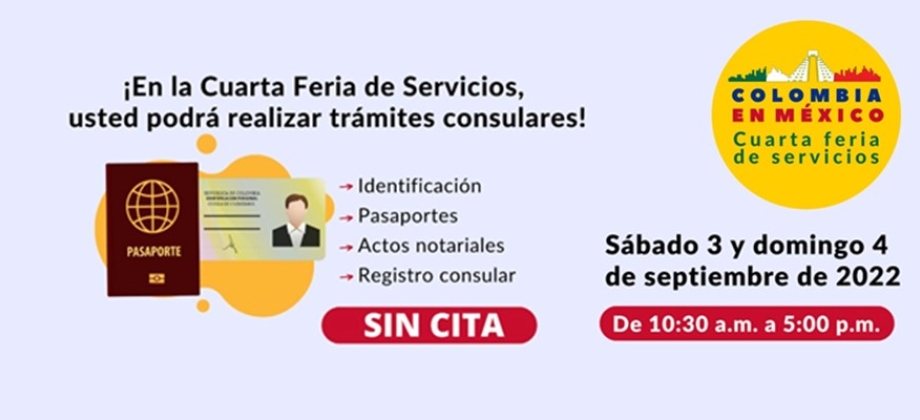 Embajada de Colombia en México invita este sábado 3 y domingo 4 de septiembre a la IV Feria de Servicios