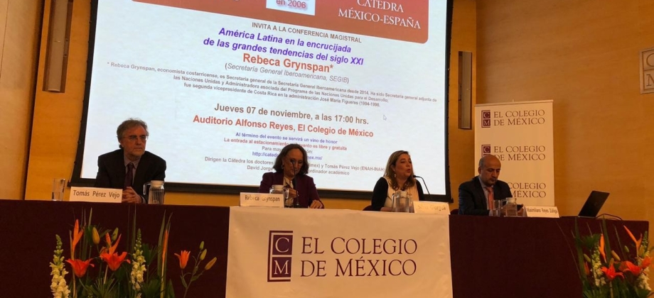 Embajada de Colombia asistió a la conferencia magistral que impartió Rebeca Grynspan en el Colegio de México