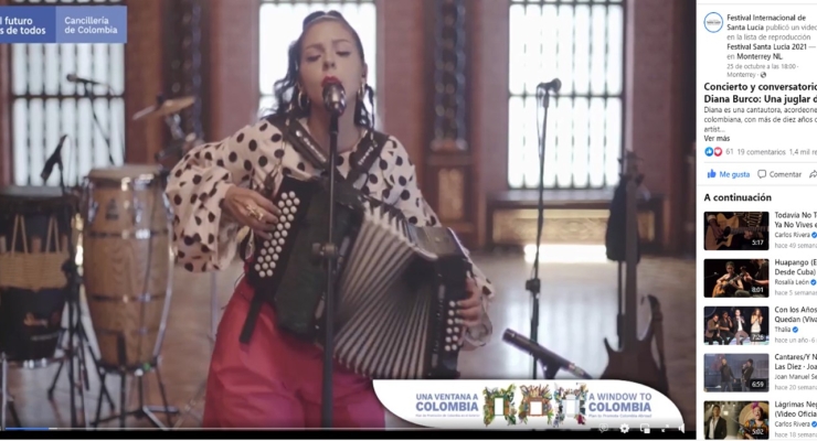 La cantautora Diana Burco participó en el Festival Internacional de Santa Lucía con el apoyo de la Embajada de Colombia en México