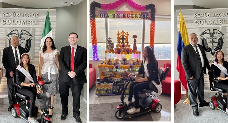 Vicky Monroy, Miss Wheelchair World, en su visita a la Embajada de Colombia en México, expresó que quiere ser un ejemplo para las mujeres en estado de discapacidad